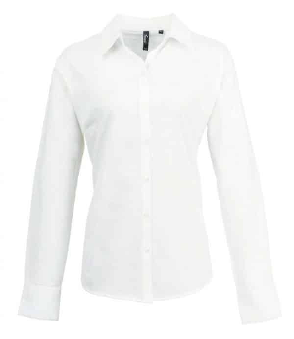 White Premier WOMEN'S LONG SLEEVE SIGNATURE OXFORD BLOUSE Formaruhák