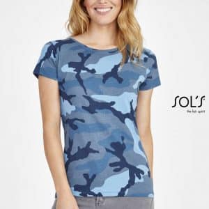 SOL'S CAMO WOMEN ROUND COLLAR T-SHIRT Pólók/T-Shirt