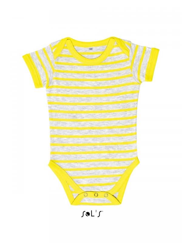 Ash/Lemon SOL'S MILES BABY - STRIPED BODYSUIT Gyermek ruházat