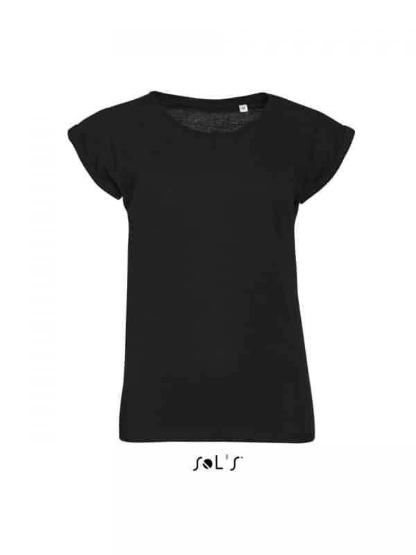 Deep Black SOL'S MELBA WOMEN’S ROUND NECK T-SHIRT Pólók/T-Shirt