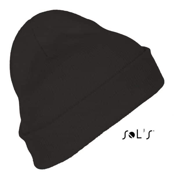 Black SOL'S PITTSBURGH - SOLID-COLOUR BEANIE WITH CUFFED DESIGN Sapkák