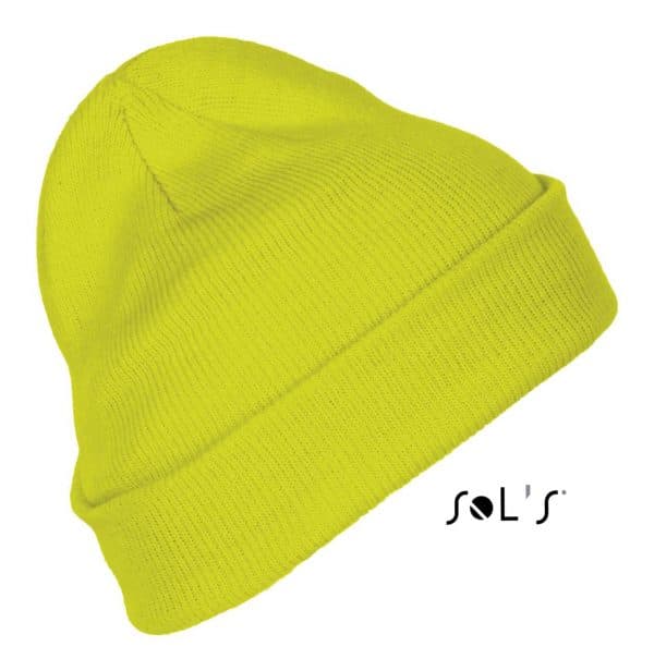 Neon Yellow SOL'S PITTSBURGH - SOLID-COLOUR BEANIE WITH CUFFED DESIGN Sapkák