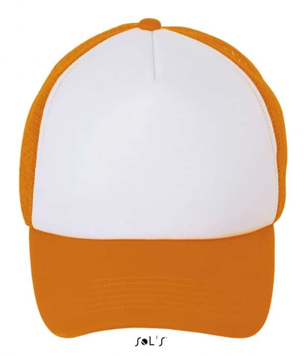 White/Neon Orange SOL'S BUBBLE - 5-PANEL MESH CAP Sapkák