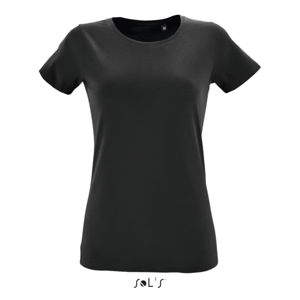 Deep Black SOL'S REGENT FIT WOMEN ROUND COLLAR FITTED T-SHIRT Pólók/T-Shirt