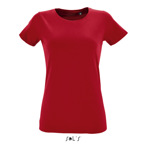 Red SOL'S REGENT FIT WOMEN ROUND COLLAR FITTED T-SHIRT Pólók/T-Shirt