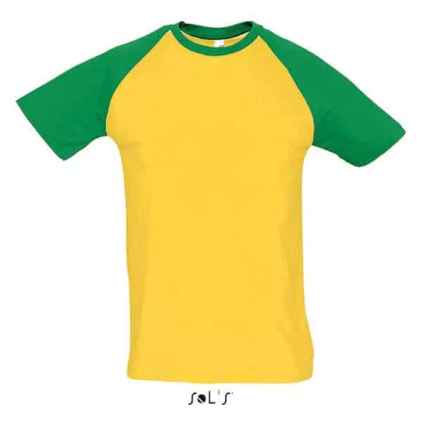 Gold/Kelly Green SOL'S FUNKY MEN'S 2-COLOUR RAGLAN SLEEVES T-SHIRT Pólók/T-Shirt
