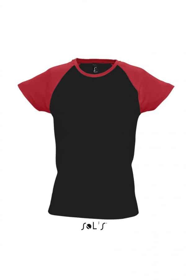 Black/Red SOL'S MILKY WOMEN'S 2-COLOR RAGLAN SLEEVES T-SHIRT Pólók/T-Shirt