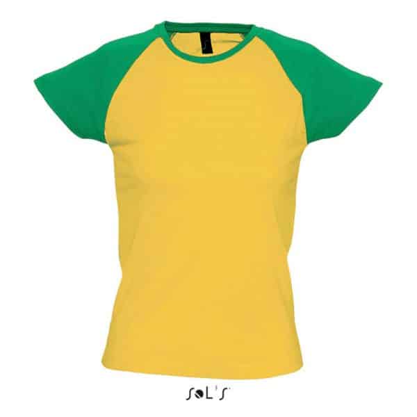 Gold/Kelly Green SOL'S MILKY WOMEN'S 2-COLOR RAGLAN SLEEVES T-SHIRT Pólók/T-Shirt