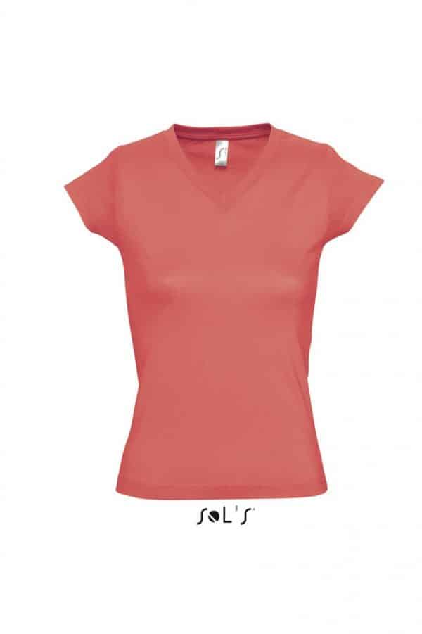 Coral SOL'S MOON WOMEN’S V-NECK T-SHIRT Pólók/T-Shirt