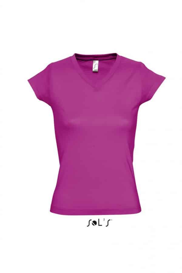 Fuchsia SOL'S MOON WOMEN’S V-NECK T-SHIRT Pólók/T-Shirt