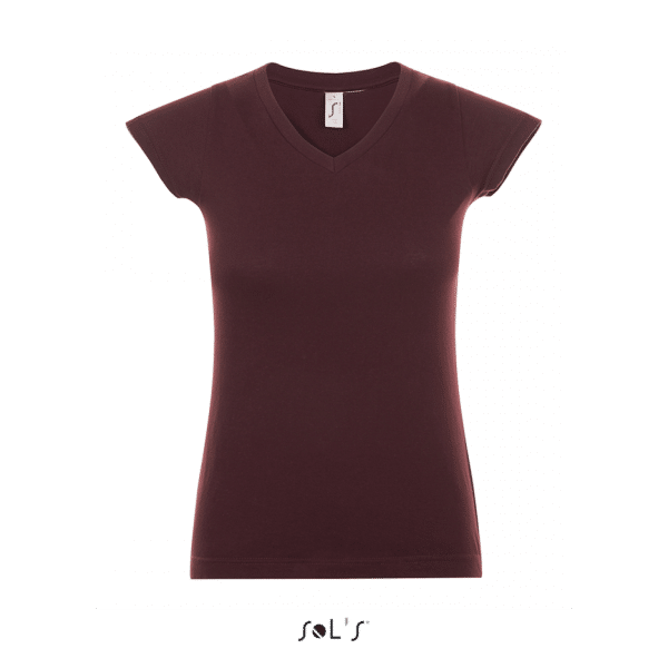 Oxblood SOL'S MOON WOMEN’S V-NECK T-SHIRT Pólók/T-Shirt
