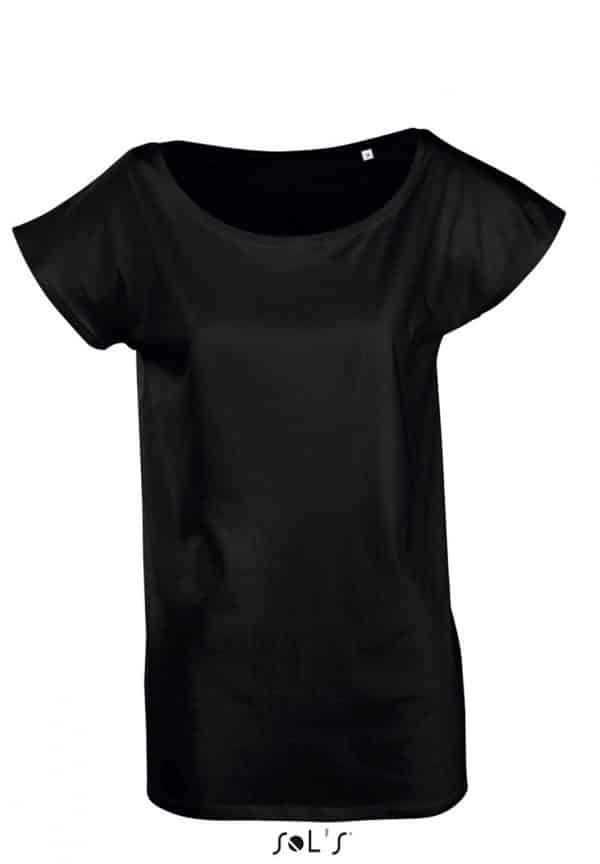 Deep Black SOL'S MARYLIN WOMEN’S SHORT SLEEVE LONG KIMONO T-SHIRT Pólók/T-Shirt