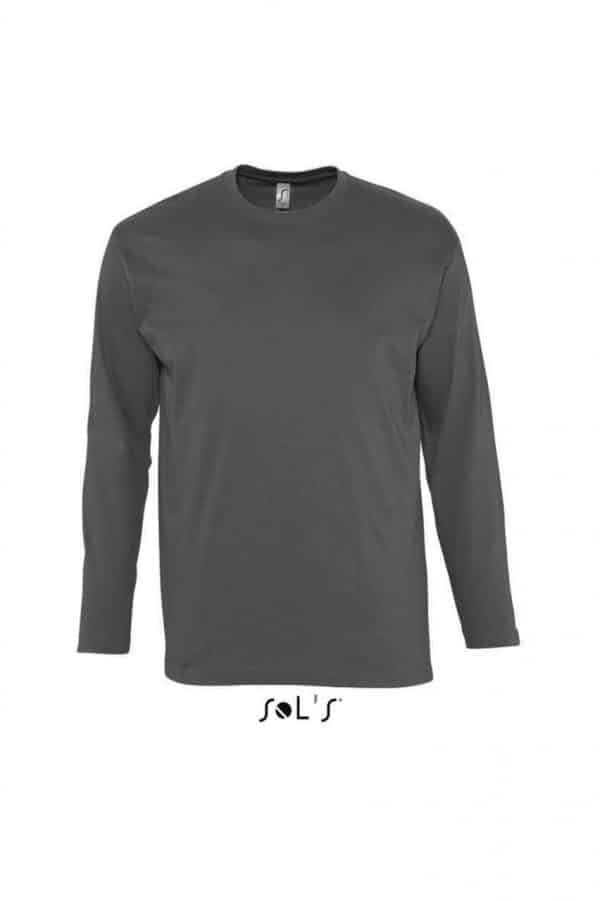 Dark Grey SOL'S MONARCH - MEN'S ROUND COLLAR LONG SLEEVE T-SHIRT Pólók/T-Shirt