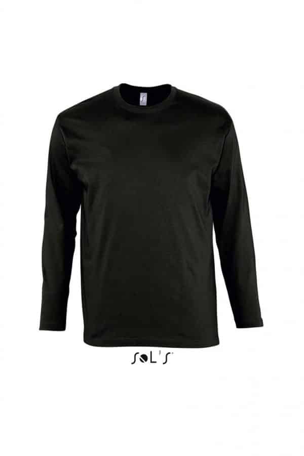 Deep Black SOL'S MONARCH - MEN'S ROUND COLLAR LONG SLEEVE T-SHIRT Pólók/T-Shirt