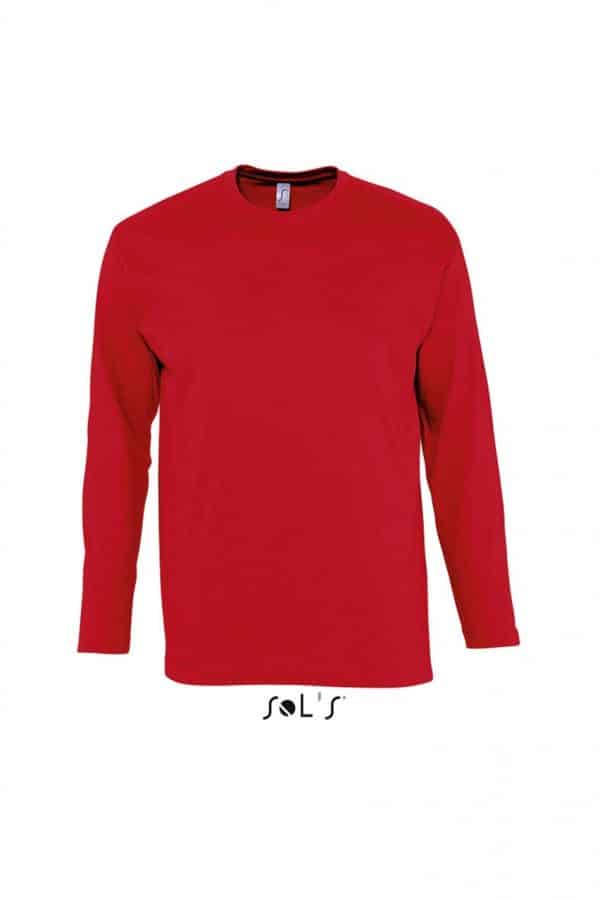 Red SOL'S MONARCH - MEN'S ROUND COLLAR LONG SLEEVE T-SHIRT Pólók/T-Shirt