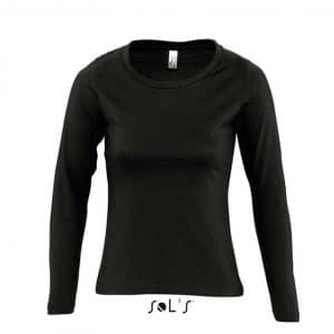 Deep Black SOL'S MAJESTIC - WOMEN'S ROUND COLLAR LONG SLEEVE T-SHIRT Pólók/T-Shirt