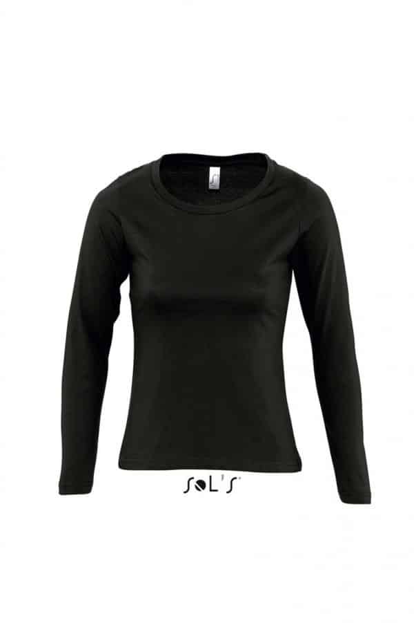 Deep Black SOL'S MAJESTIC - WOMEN'S ROUND COLLAR LONG SLEEVE T-SHIRT Pólók/T-Shirt