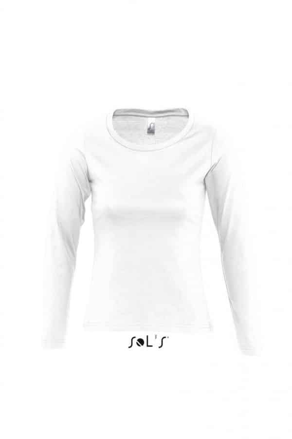 White SOL'S MAJESTIC - WOMEN'S ROUND COLLAR LONG SLEEVE T-SHIRT Pólók/T-Shirt