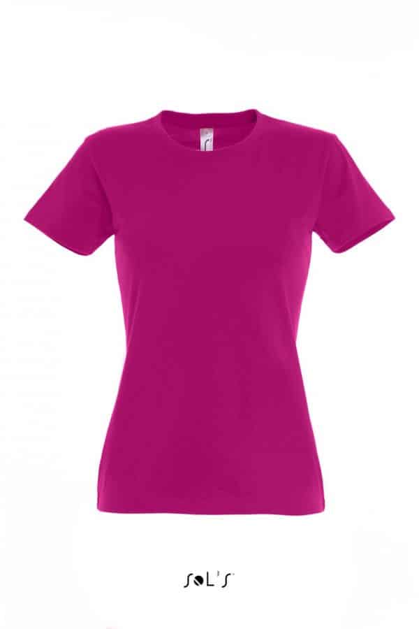 Fuchsia SOL'S IMPERIAL WOMAN ROUND COLLAR T-SHIRT Pólók/T-Shirt