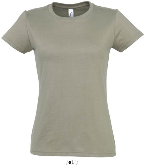 Khaki SOL'S IMPERIAL WOMAN ROUND COLLAR T-SHIRT Pólók/T-Shirt