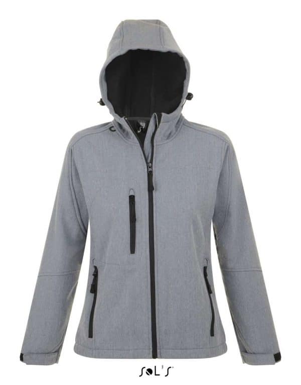 Grey Melange SOL'S REPLAY WOMEN - HOODED SOFTSHELL Polár & Softshell