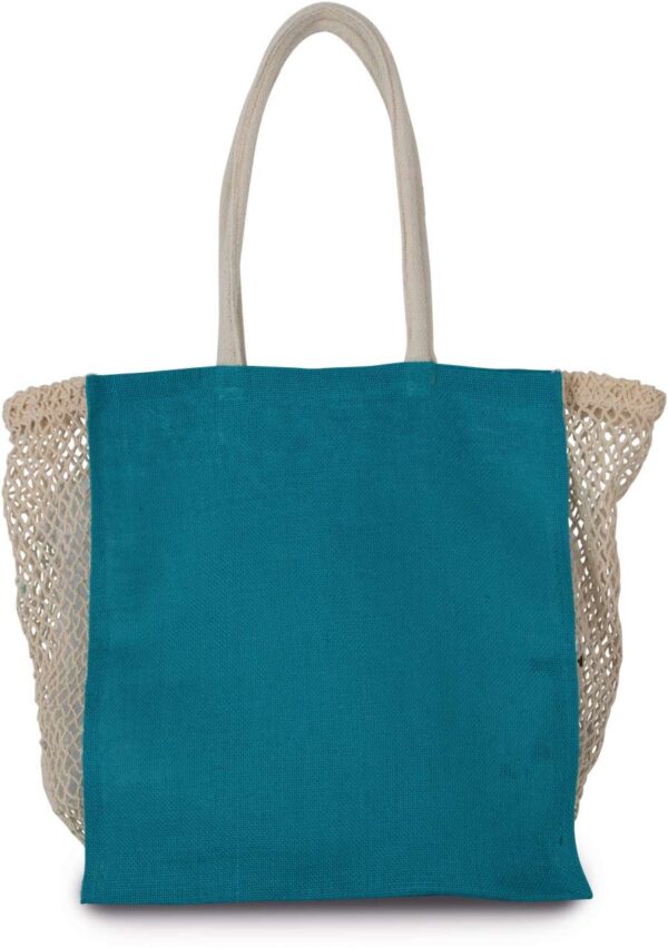 Turquoise/Natural Kimood SHOPPING BAG WITH MESH GUSSET Táskák és Kiegészítők