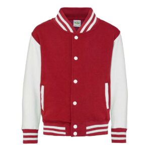 Fire Red/Arctic White Just Hoods KIDS VARSITY JACKET Gyermek ruházat